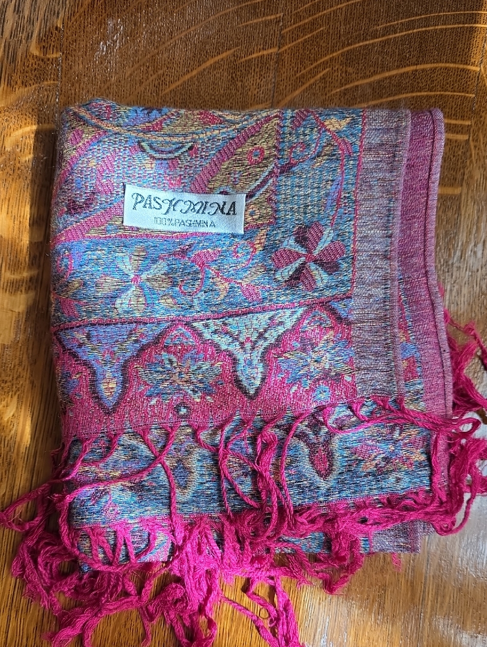 BOGO wrap/scarf Any Two!100% Pashmina NWOT -  Paisley Scarf with Fuchsia Fringe